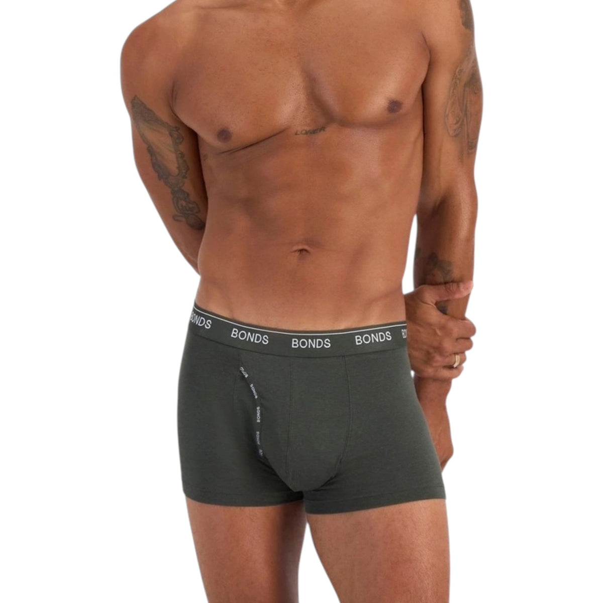 3 Pack Mens Bonds Guyfront Luxe Bamboo Trunks Underwear Black/Khaki/Sand