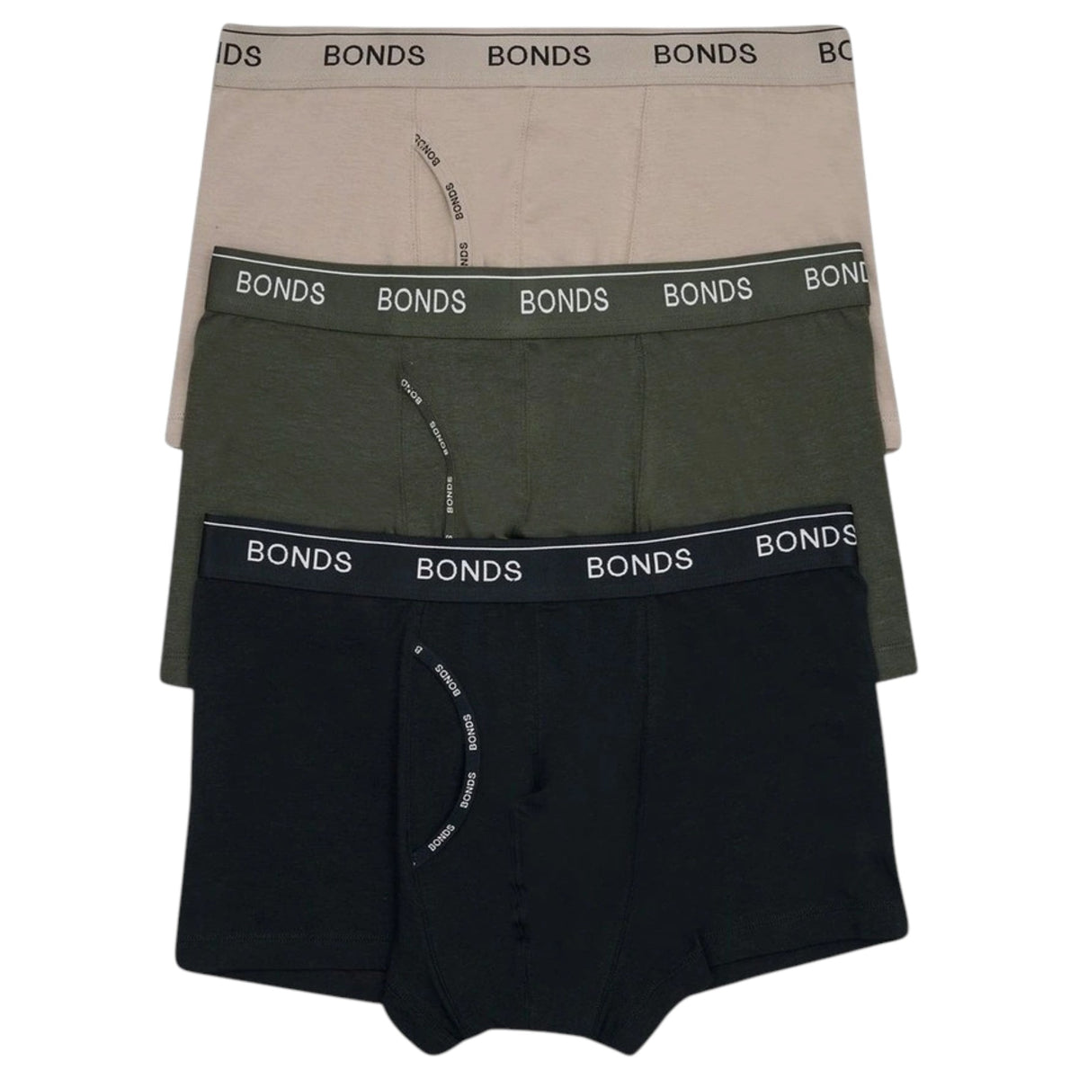 3 Pack Mens Bonds Guyfront Luxe Bamboo Trunks Underwear Black/Khaki/Sand