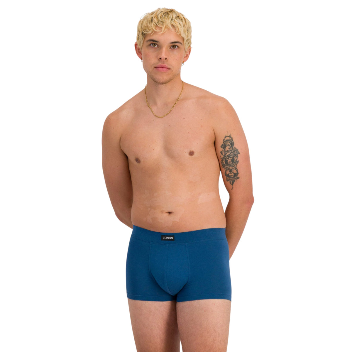 3 Pack Mens Bonds Classic Encased Trunks Black/Blue