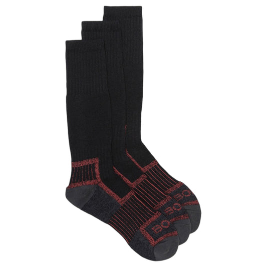 3 Pack Mens Bonds Everyday No Hole Work Crew Socks Black/Red