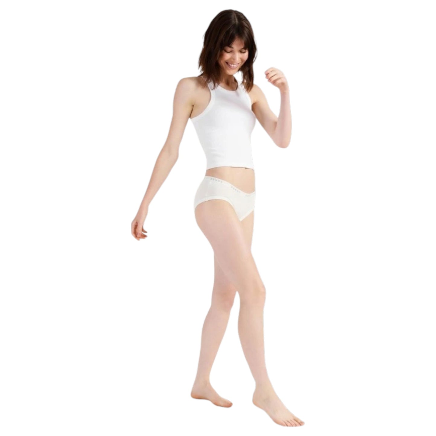 3 Pack Womens Bonds Cottontail Midi Briefs Underwear White / Charcoal Stripes