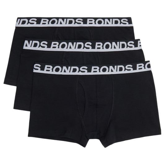 3 Pack Mens Bonds Everyday Trunks Underwear Black