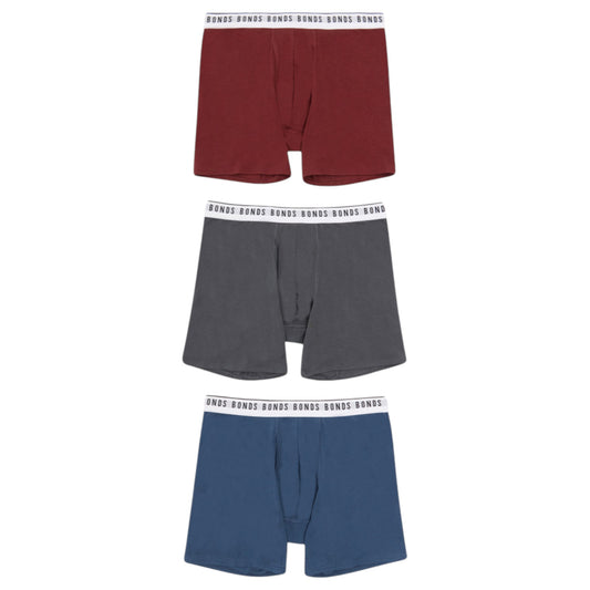 6 Pack Mens Bonds Cotton Stretch Trunks Underwear Navy/Grey/Maroon