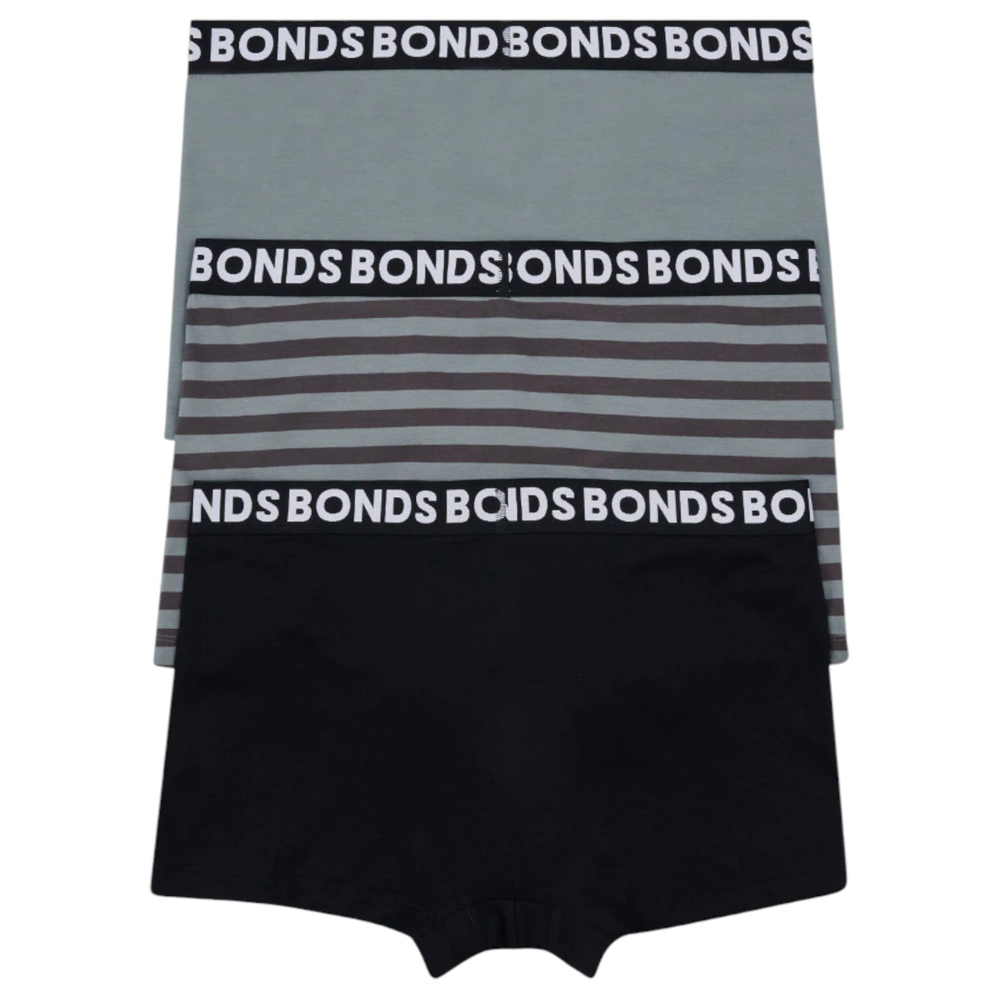 3 Pack Mens Bonds Classic Trunk Trunks Underwear Black/Striped Steel