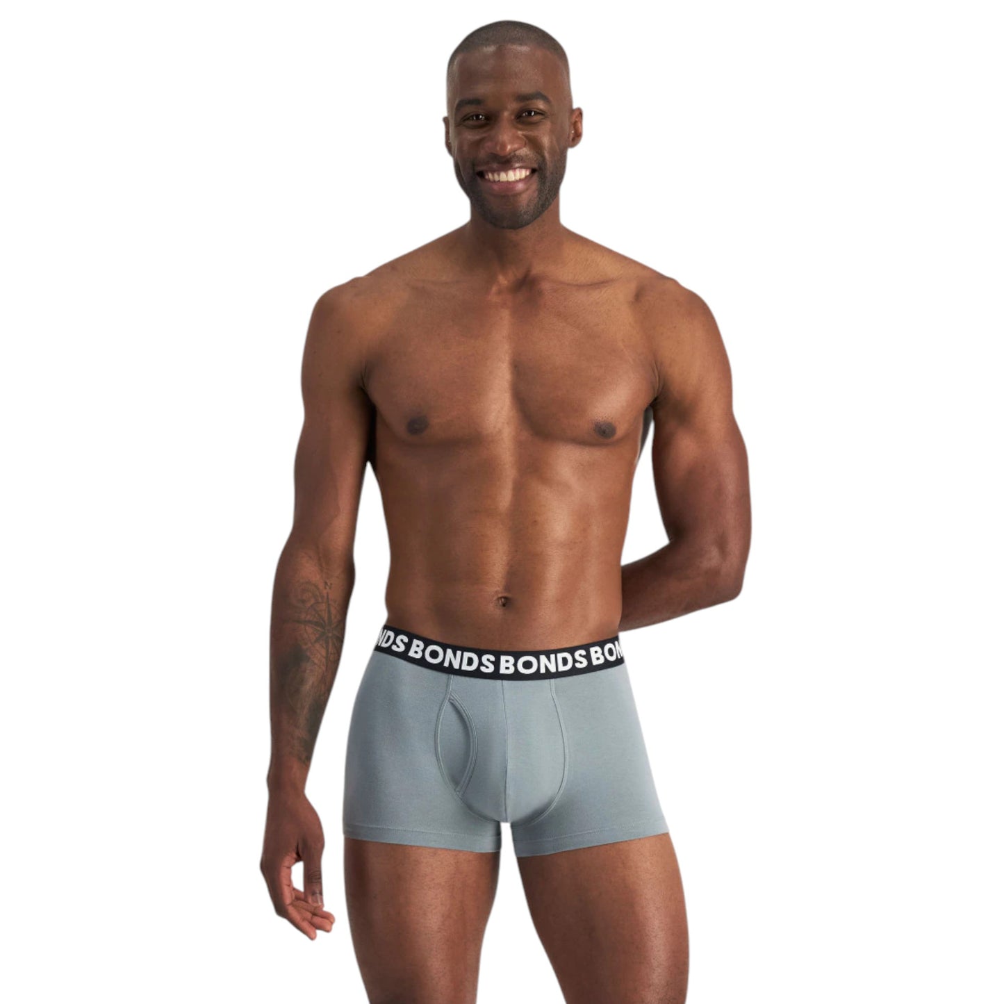 3 Pack Mens Bonds Classic Trunk Trunks Underwear Black/Striped Steel
