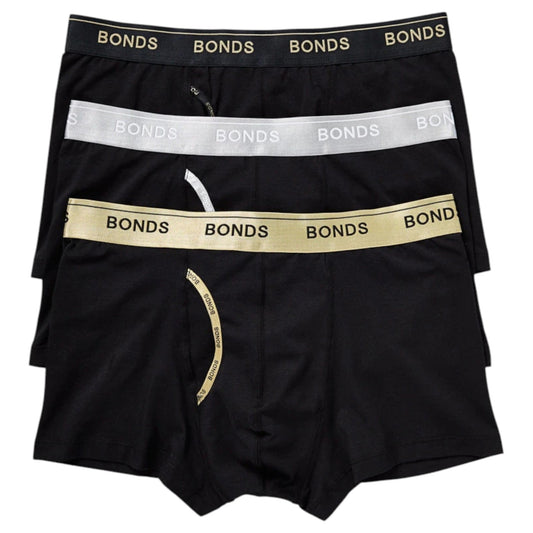 3 Pack Mens Bonds Guyfront Trunk Trunks Underwear Black/Gold/Silver