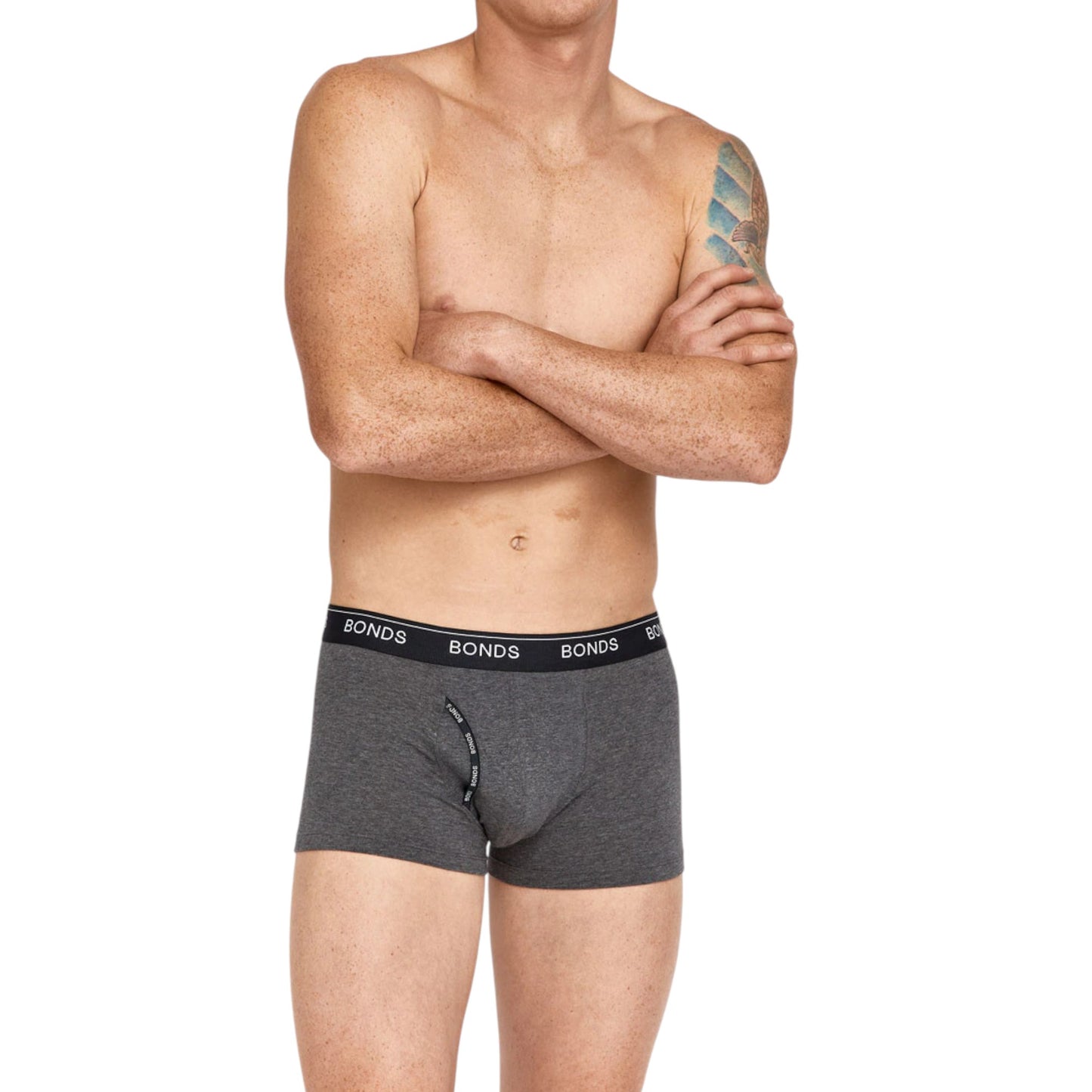 3 Pack Mens Bonds Guyfront Trunk Trunks Underwear Black/Grey/Charcoal