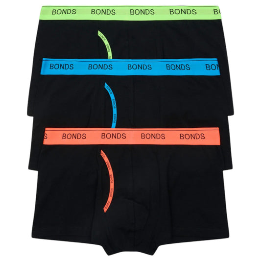 3 Pack Mens Bonds Guyfront Trunk Trunks Underwear Black