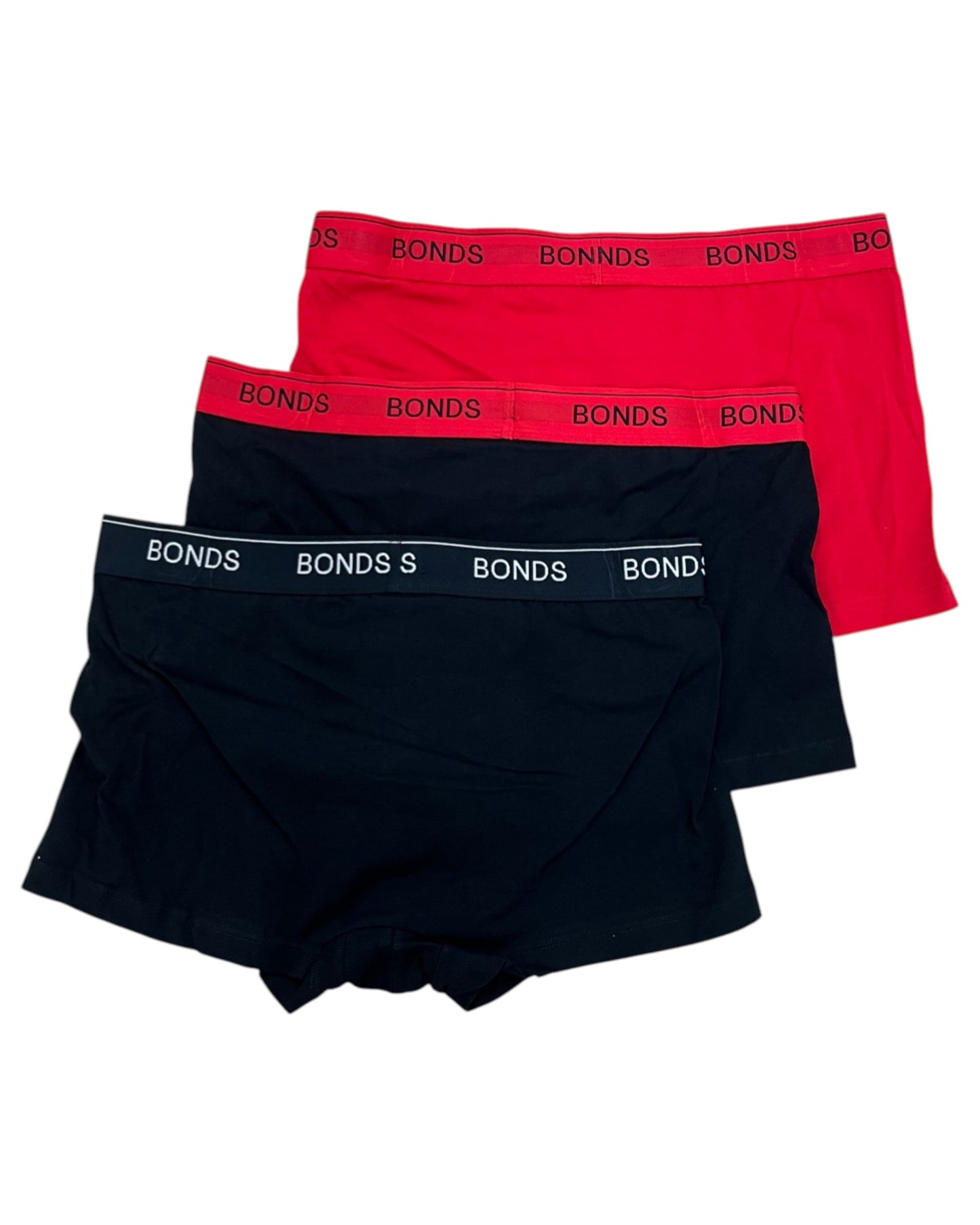 3 Pack Mens Bonds Guyfront Trunk Trunks Underwear Black/Red