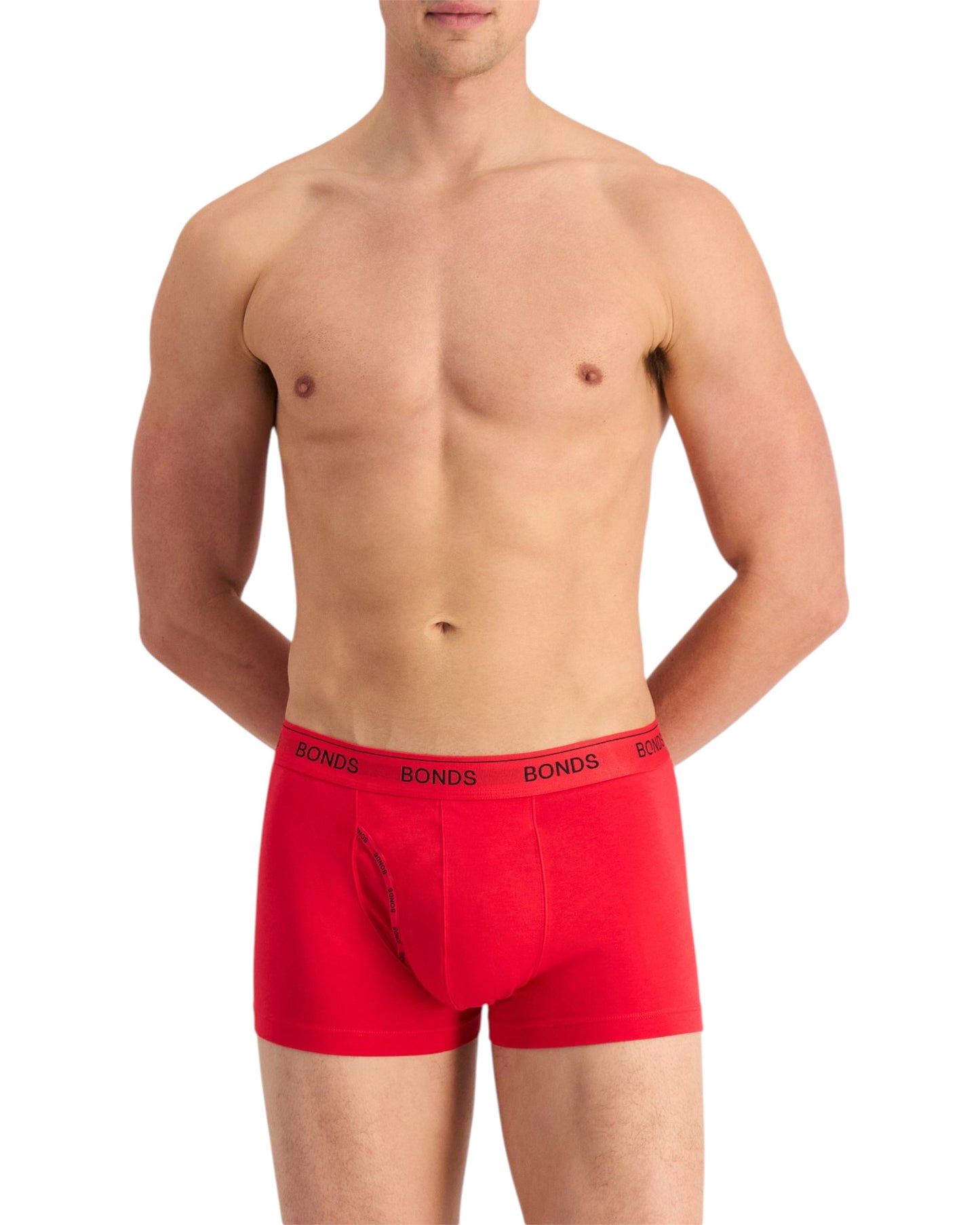 3 Pack Mens Bonds Guyfront Trunk Trunks Underwear Black/Red