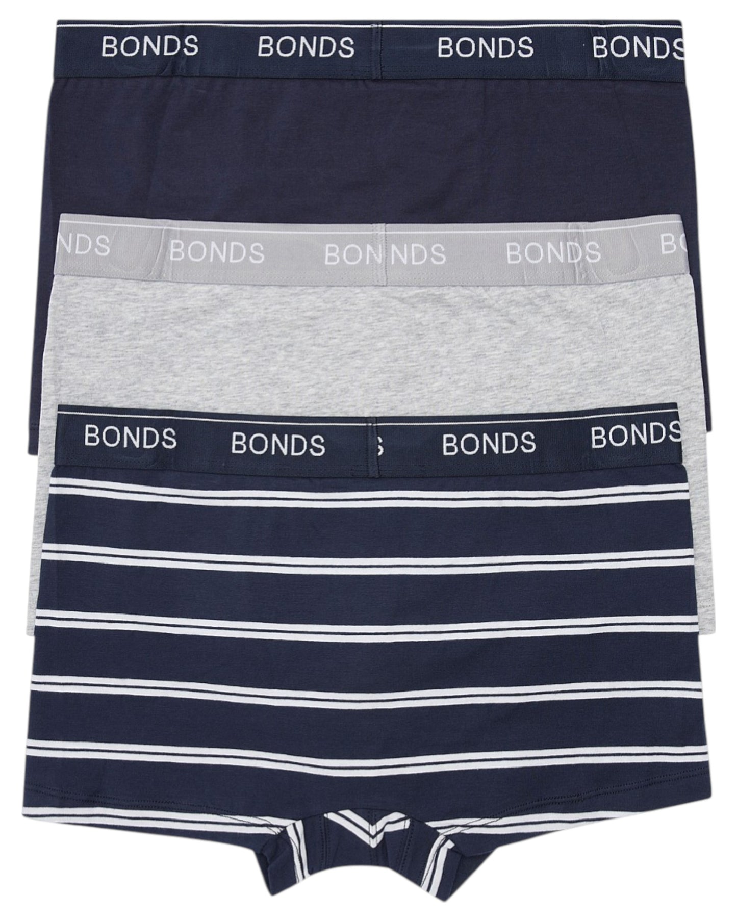 3 Pack Mens Bonds Guyfront Trunk Trunks Underwear Navy/Grey