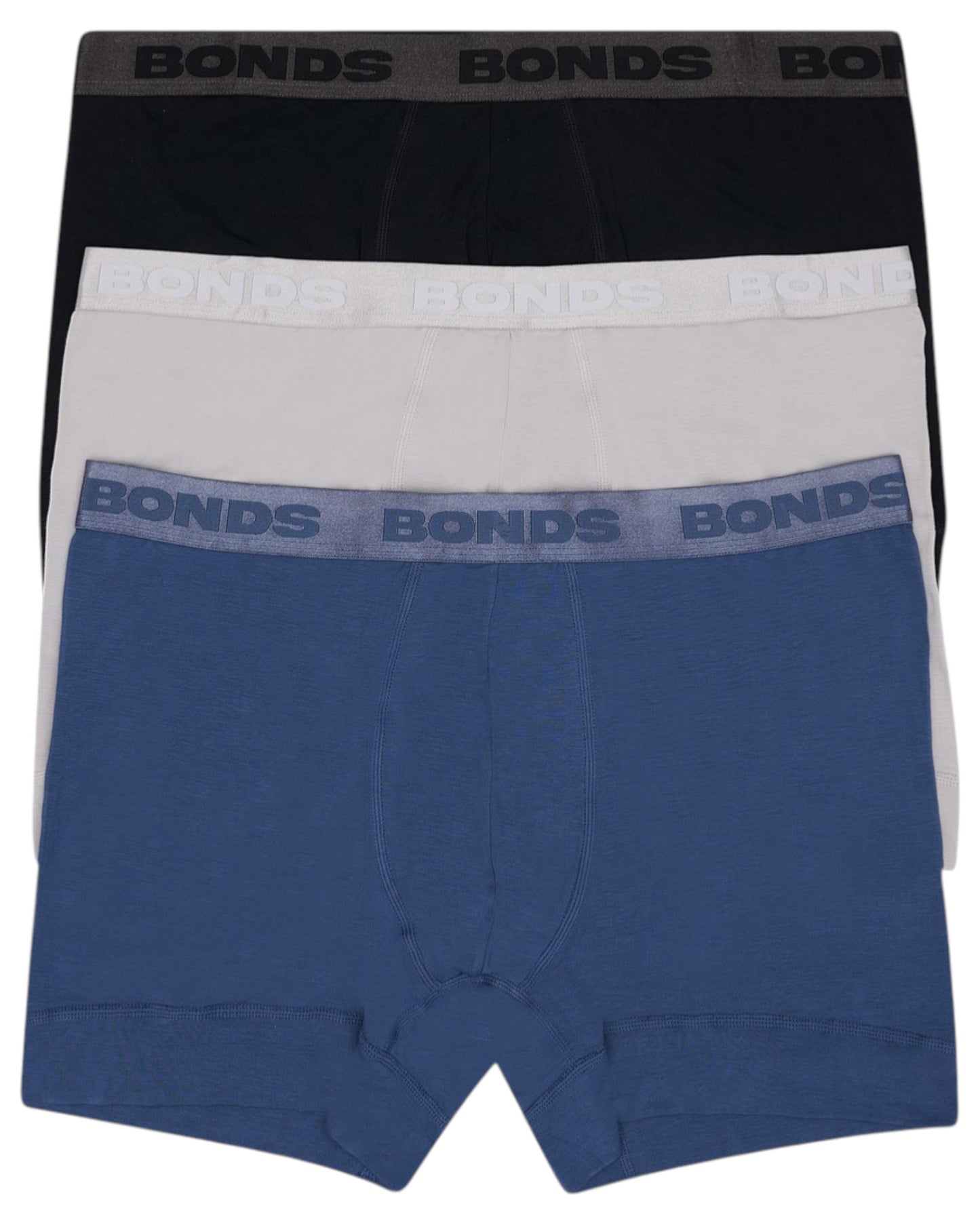 6 Pack Mens Bonds Total Package Trunks Underwear Black/Grey/Blue
