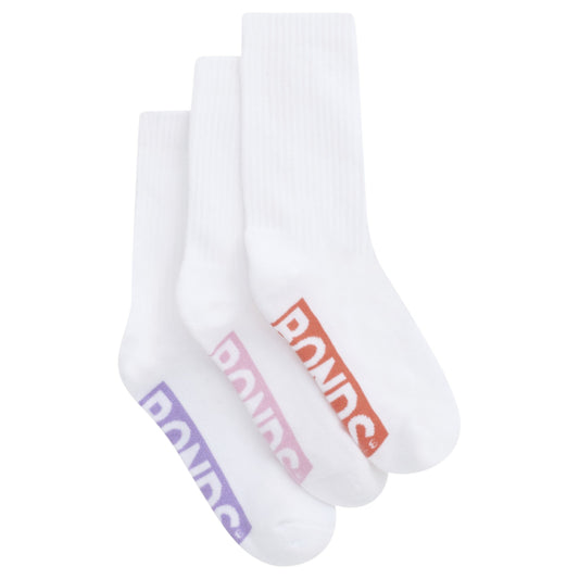 3 Pack Womens Bonds Logo Cushioned Crew Socks White
