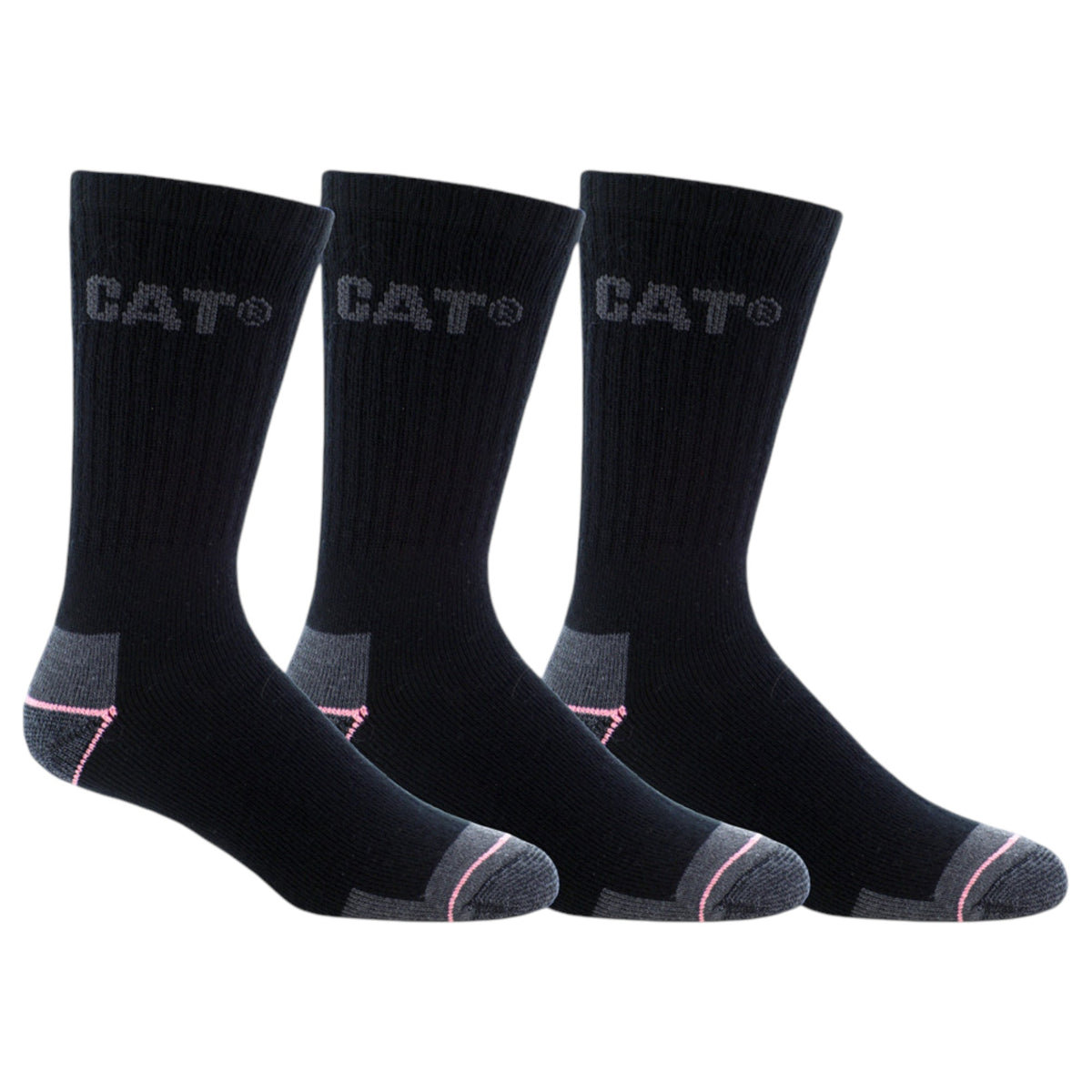 3 Pack Womens Caterpillar Bamboo Work Crew Socks Black