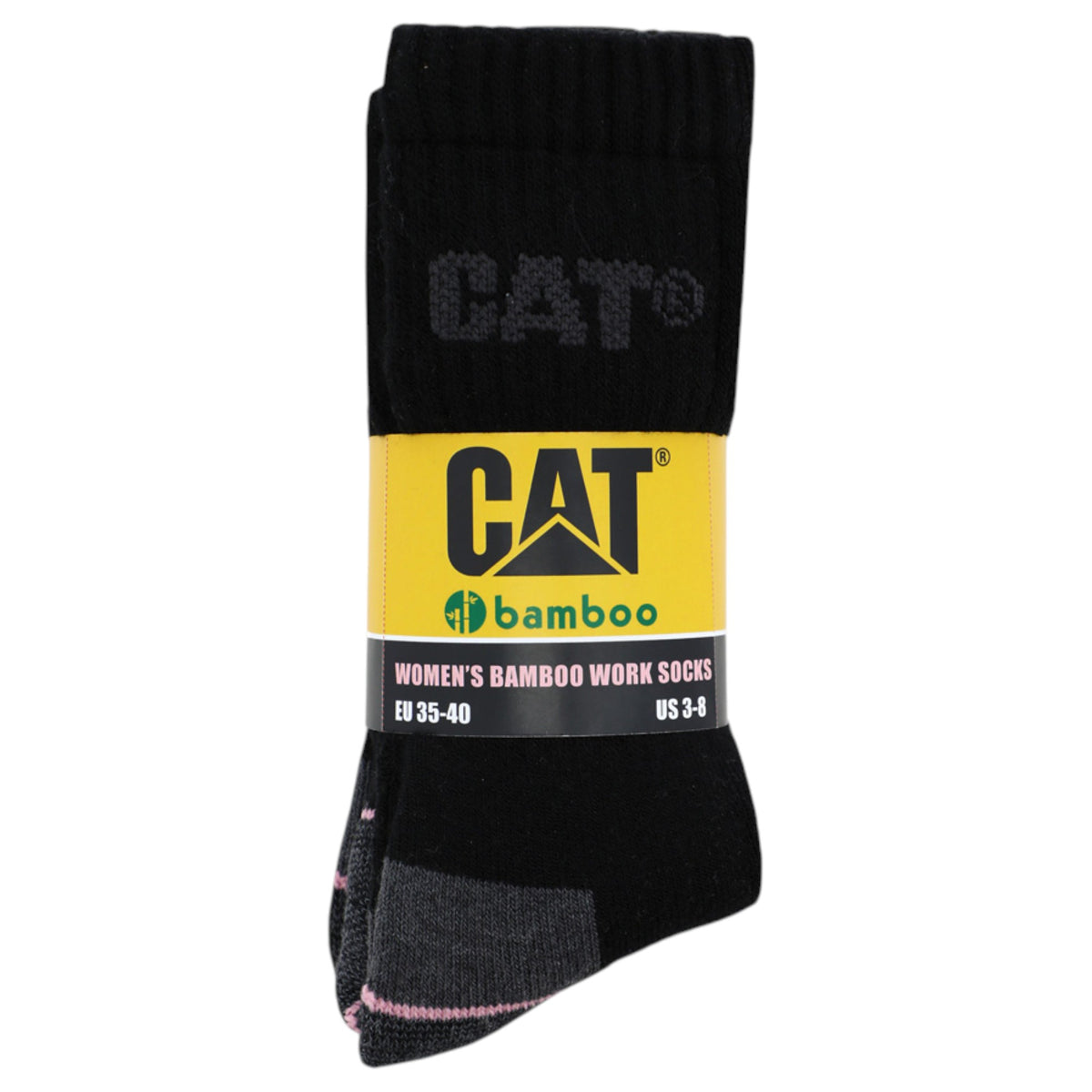 3 Pack Womens Caterpillar Bamboo Work Crew Socks Black