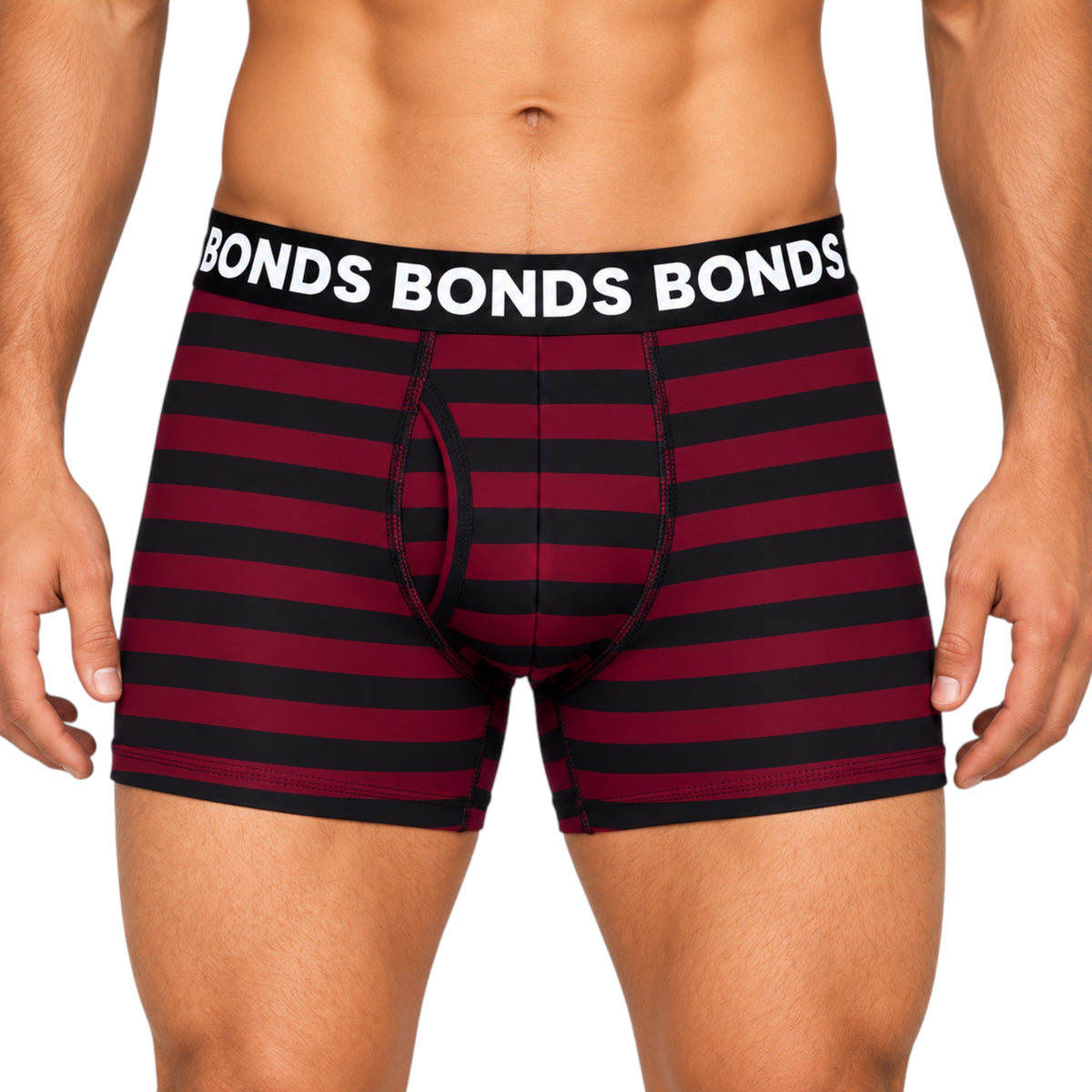 6 Pack Mens Bonds Classic Trunks Underwear Black/Burgundy