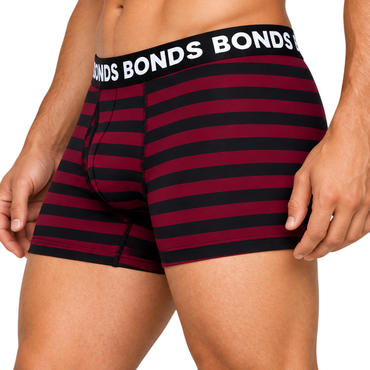 3 Pack Mens Bonds Classic Trunks Trunks Underwear Black/Burgundy