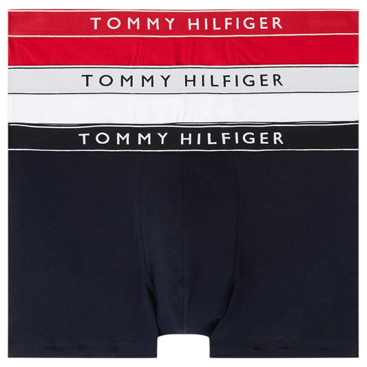3 Pack Mens Tommy Hilfiger Essential Trunks Underwear White/Navy/Red