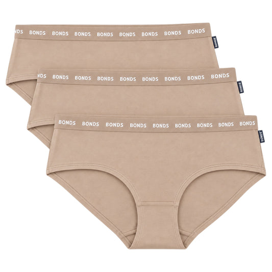 3 Pack Womens Bonds Everyday Boyleg Briefs Underwear Natural