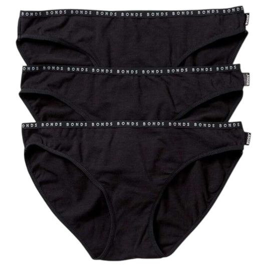 3 Pack Womens Bonds Hipster Bikini Briefs Underwear Black