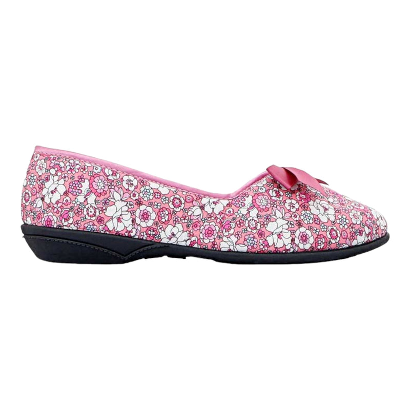 Grosby Womens Vivien Pink Floral Printed Indoor Slippers