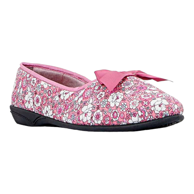 Grosby Womens Vivien Pink Floral Printed Indoor Slippers