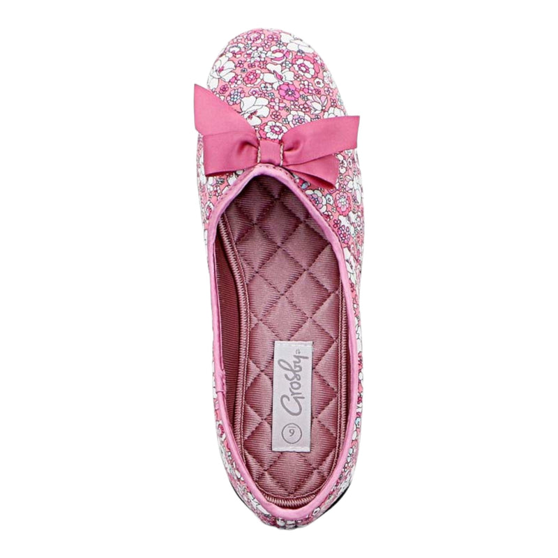 Grosby Womens Vivien Pink Floral Printed Indoor Slippers