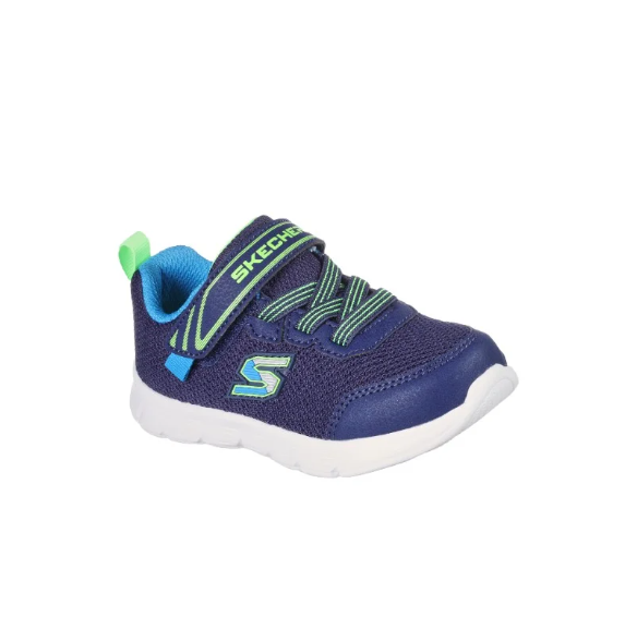 Kids Skechers Comfy Flex - Mini Trainers Navy/Lime Infant Boys Sneakers
