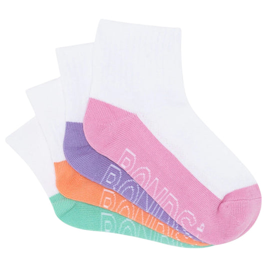 4 Pack Kids Boys Bonds Logo Light Quarter Crew Socks Multi