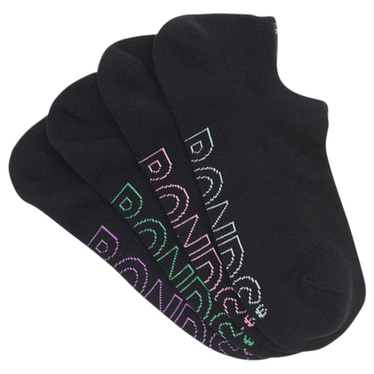 4 Pack Womens Bonds Logo Lightweight No Show Socks Black