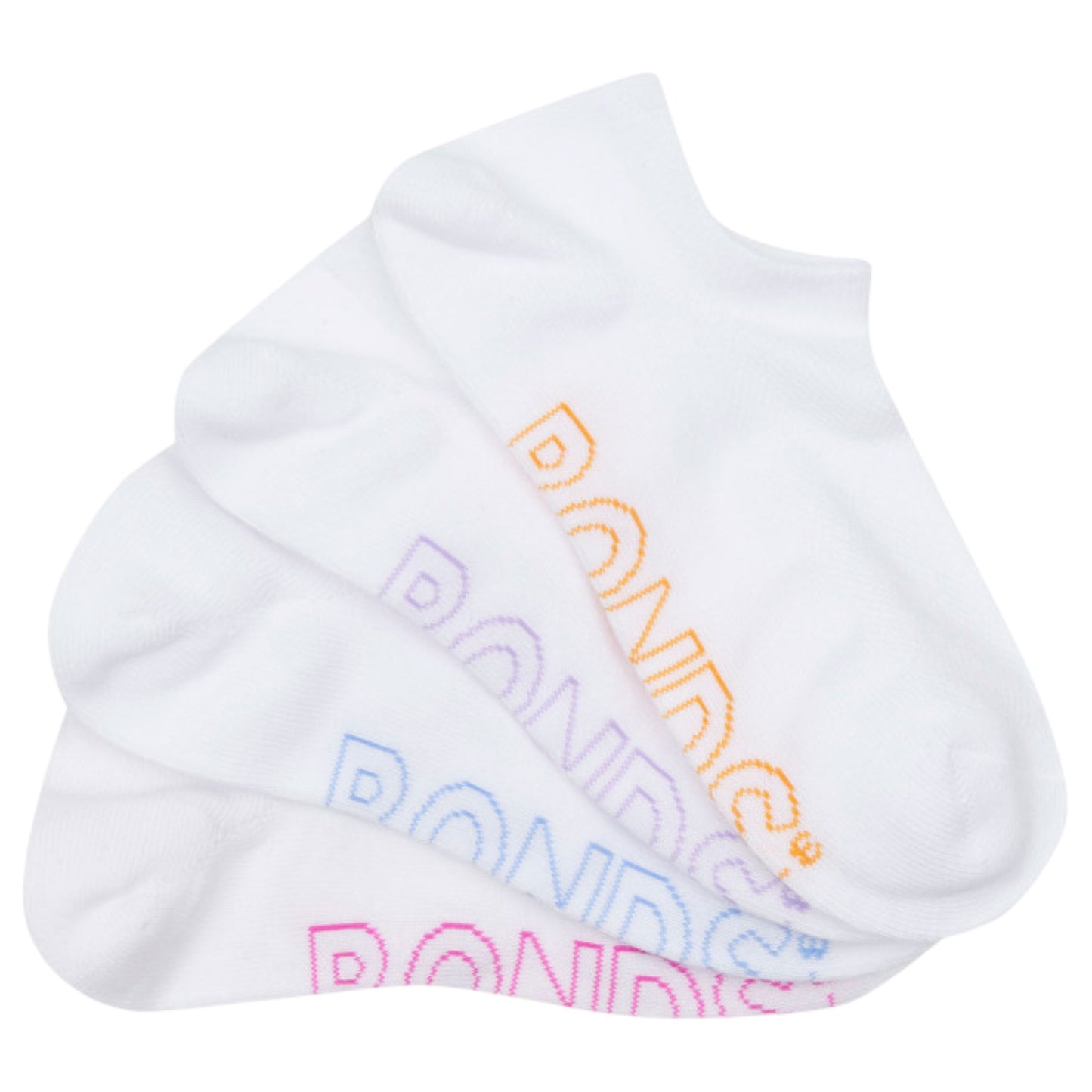 4 Pack Womens Bonds Logo Lightweight No Show Socks White