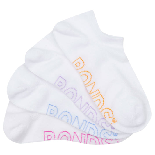 12 Pack Womens Bonds Logo Lightweight No Show Socks White