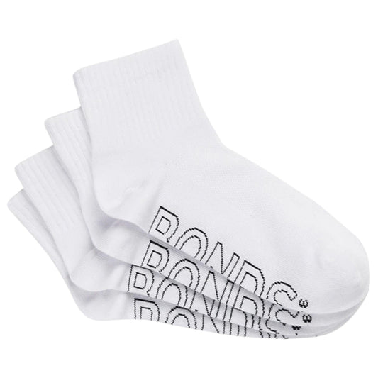 12 Pack Womens Bonds Logo Lightweight Quarter Crew Socks White