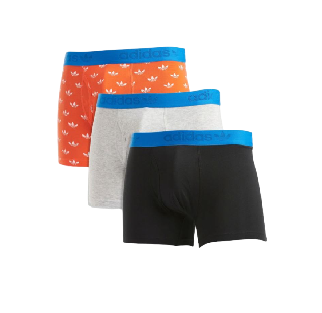 3 Pack Mens Adidas Boxer Trunks Underwear Orange Multi