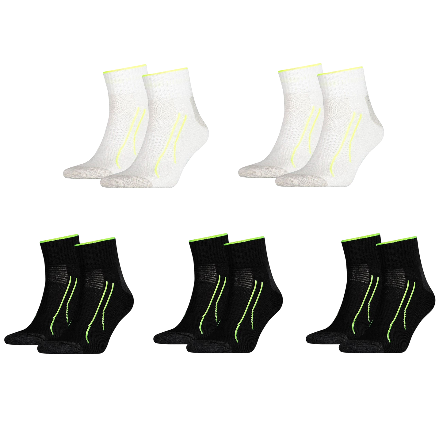 10 Pack Mens Puma Performance Training Quarter Crew Socks Black/White