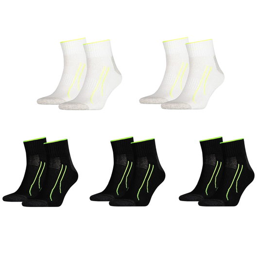 10 Pack Mens Puma Performance Training Quarter Crew Socks Black/White