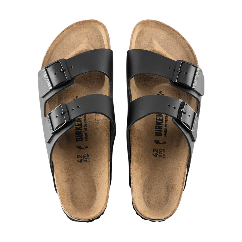 Unisex Birkenstock Arizona Nl Black Smooth Leather Slip On Sandals