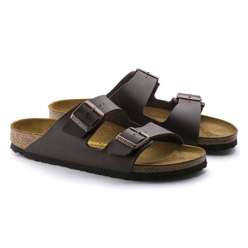 Mens Birkenstock Arizona Birko-Flor Dark Brown Slip On Sandals