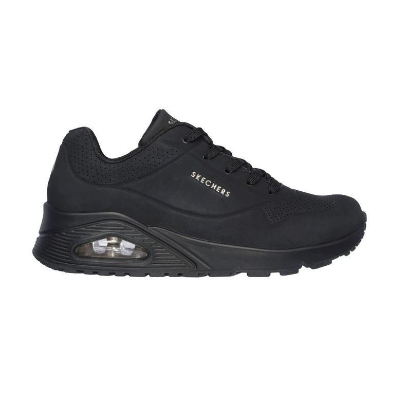 Mens Skechers Uno - Stand On Air Wide Shoes Black/Black