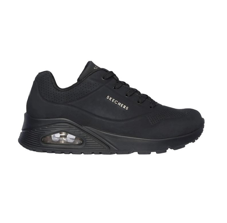 Mens Skechers Uno - Stand On Air Wide Fit Black/Black Sneaker Shoes