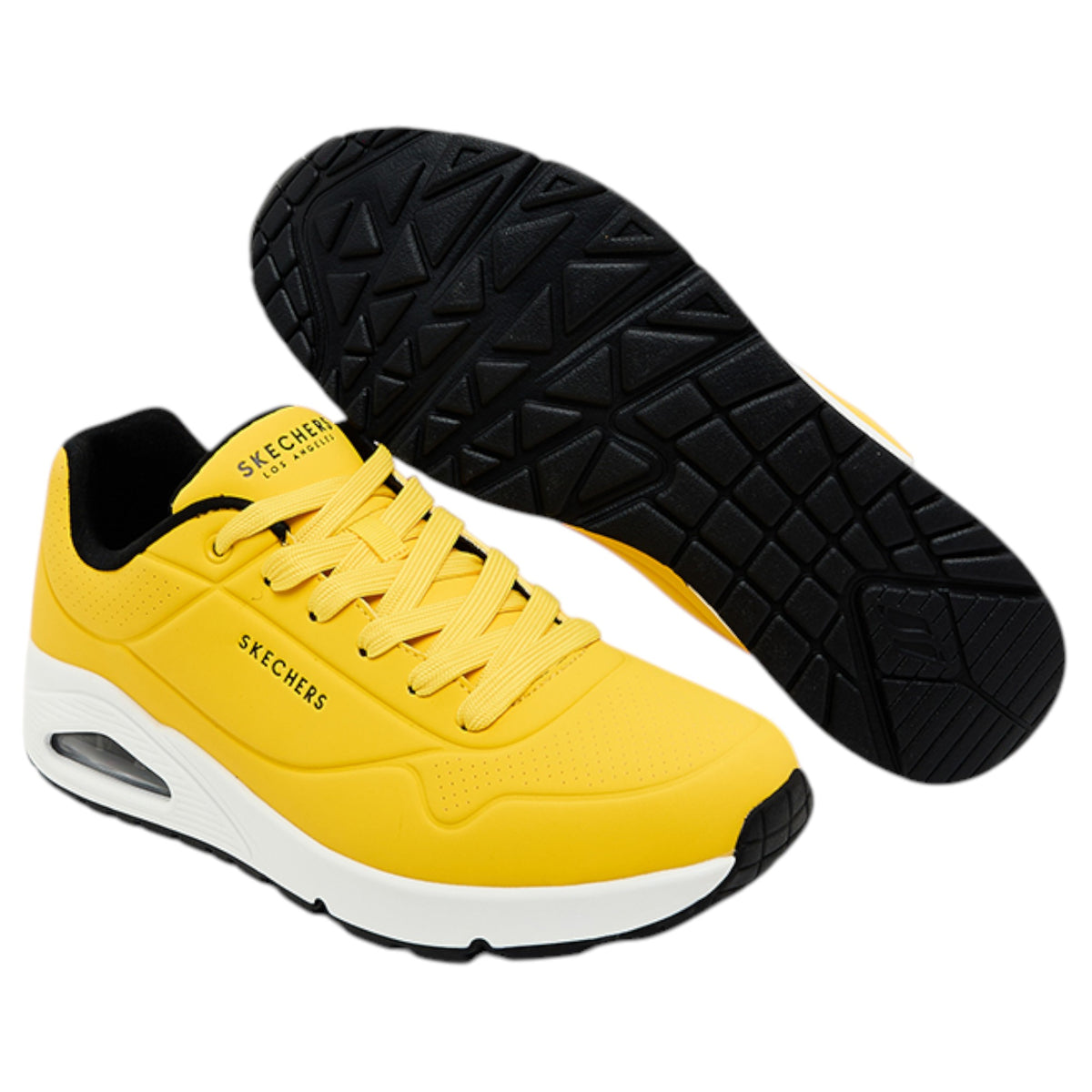 Mens Skechers Uno - Stand On Air Yellow Black Sneaker Shoes