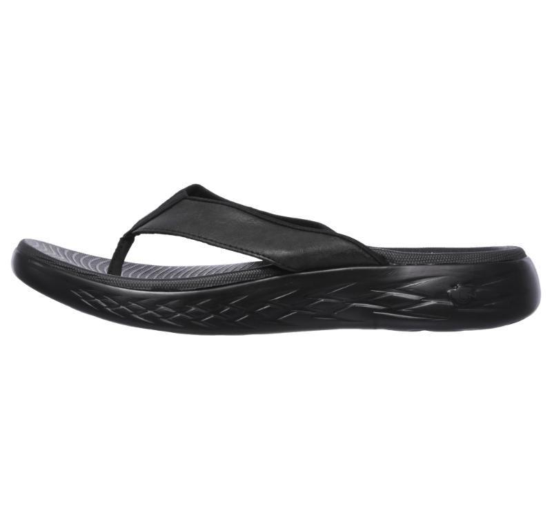 Mens Skechers On The Go 600 - Seaport Black/Black Thongs Sandals