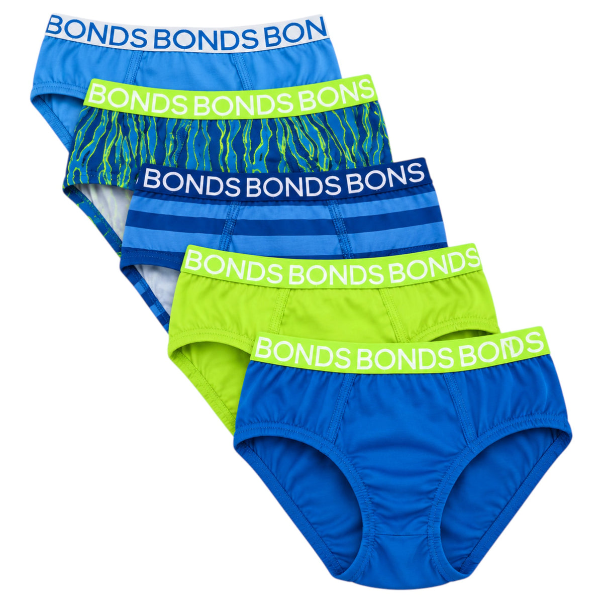 5 Pack Kids Boys Bonds Briefs Underwear Multi