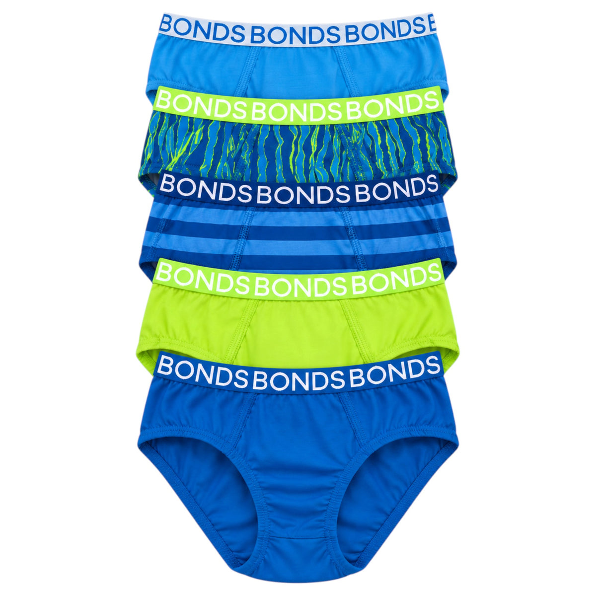 5 Pack Kids Boys Bonds Briefs Underwear Multi