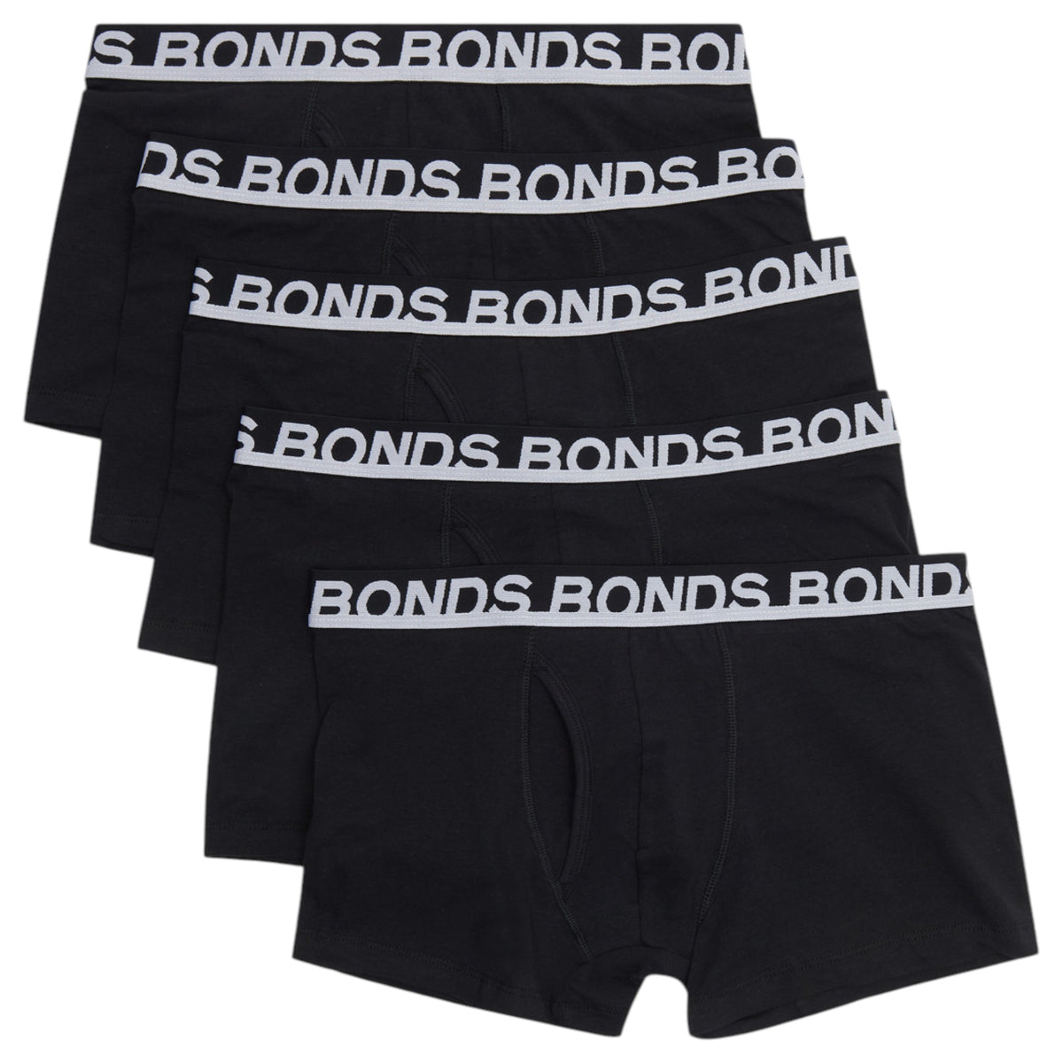 5 Pack Mens Bonds Everyday Trunks Underwear Black