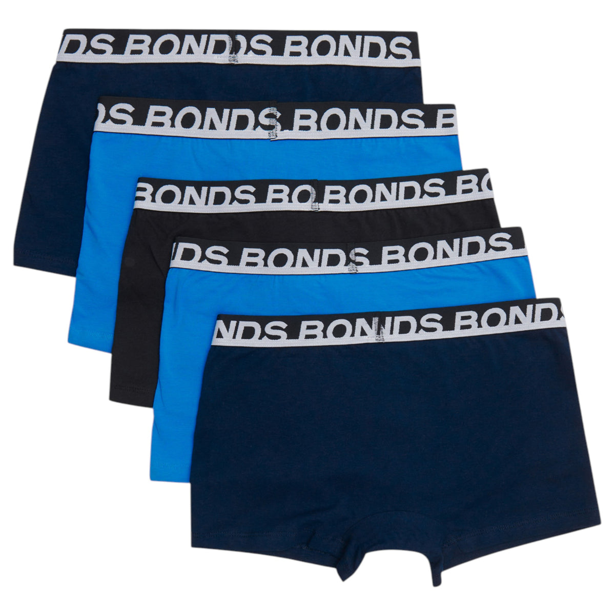 5 Pack Mens Bonds Everyday Trunks Underwear Black / Navy / Blue