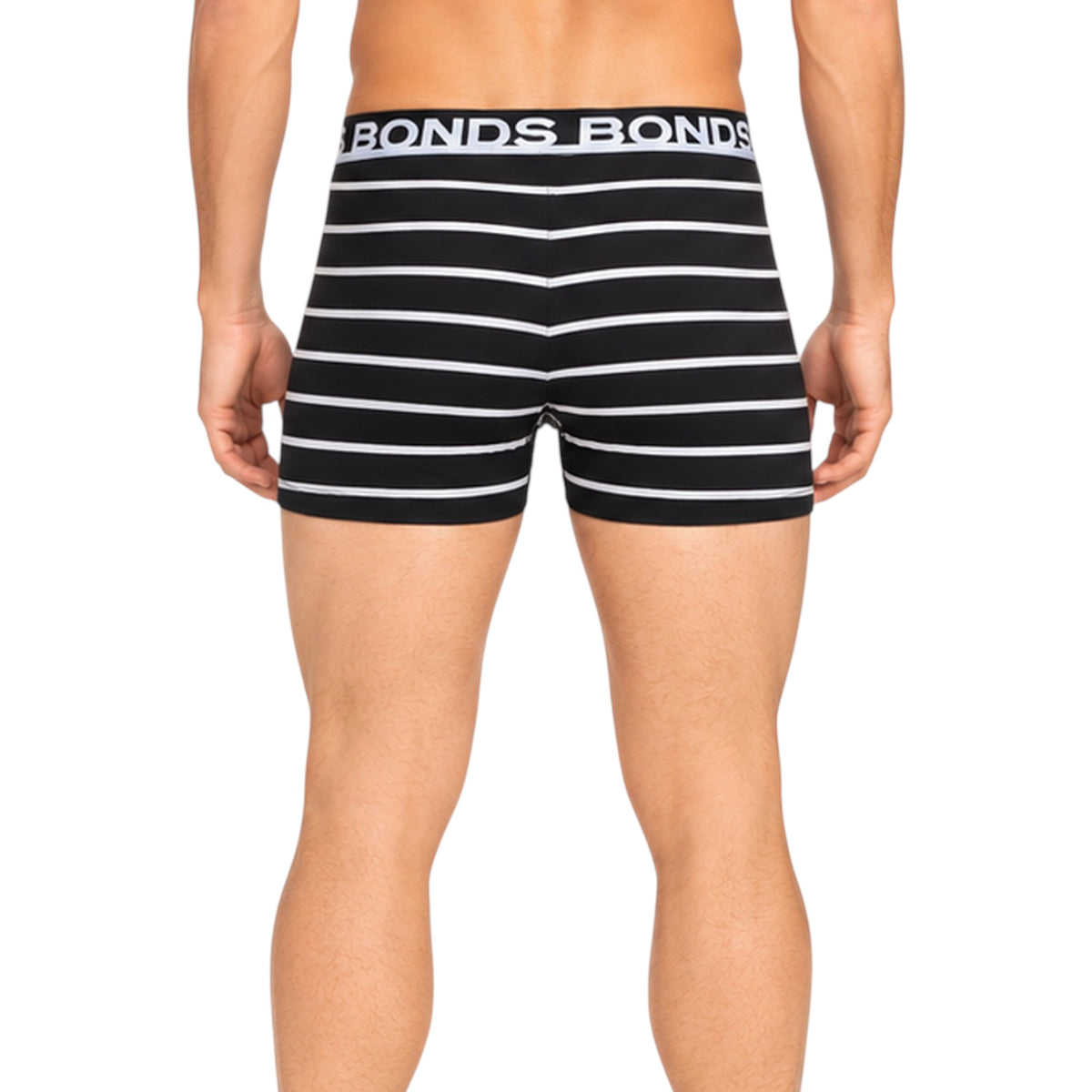 3 Pack Mens Bonds Everyday Trunks Underwear Black Stripe/Grey/Black