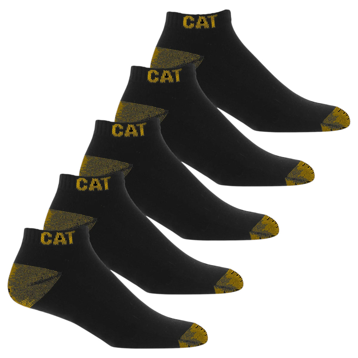 5 Pack Mens Caterpillar Cotton Work Ankle Socks Black