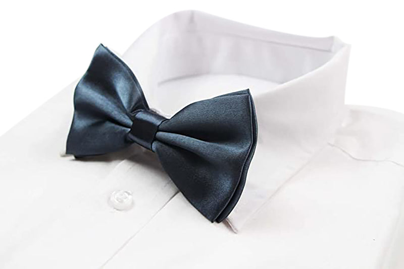 Mens Gunmetal Solid Plain Colour Bow Tie