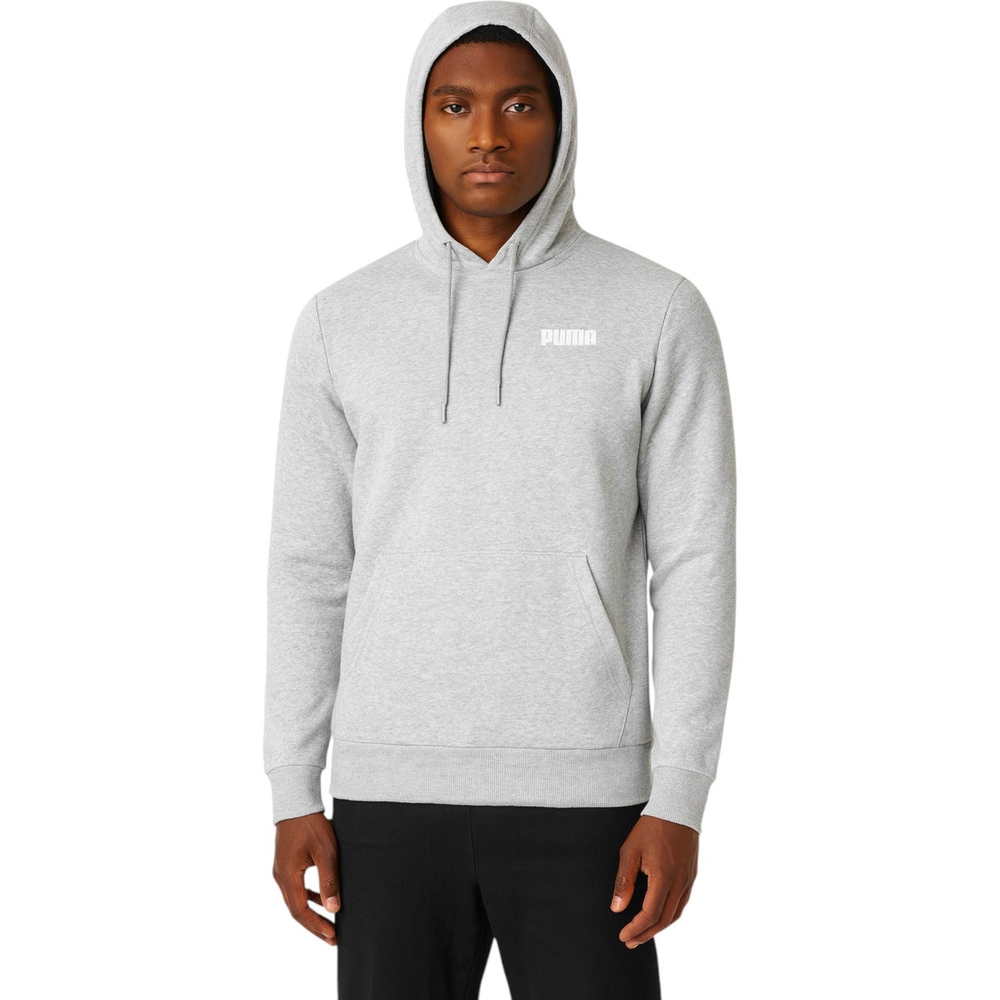 Mens Puma Essentials Small Logo Hoodie Light Grey